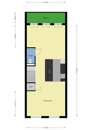 Floorplan - Zwart Janstraat 106A, 3035 AX Rotterdam